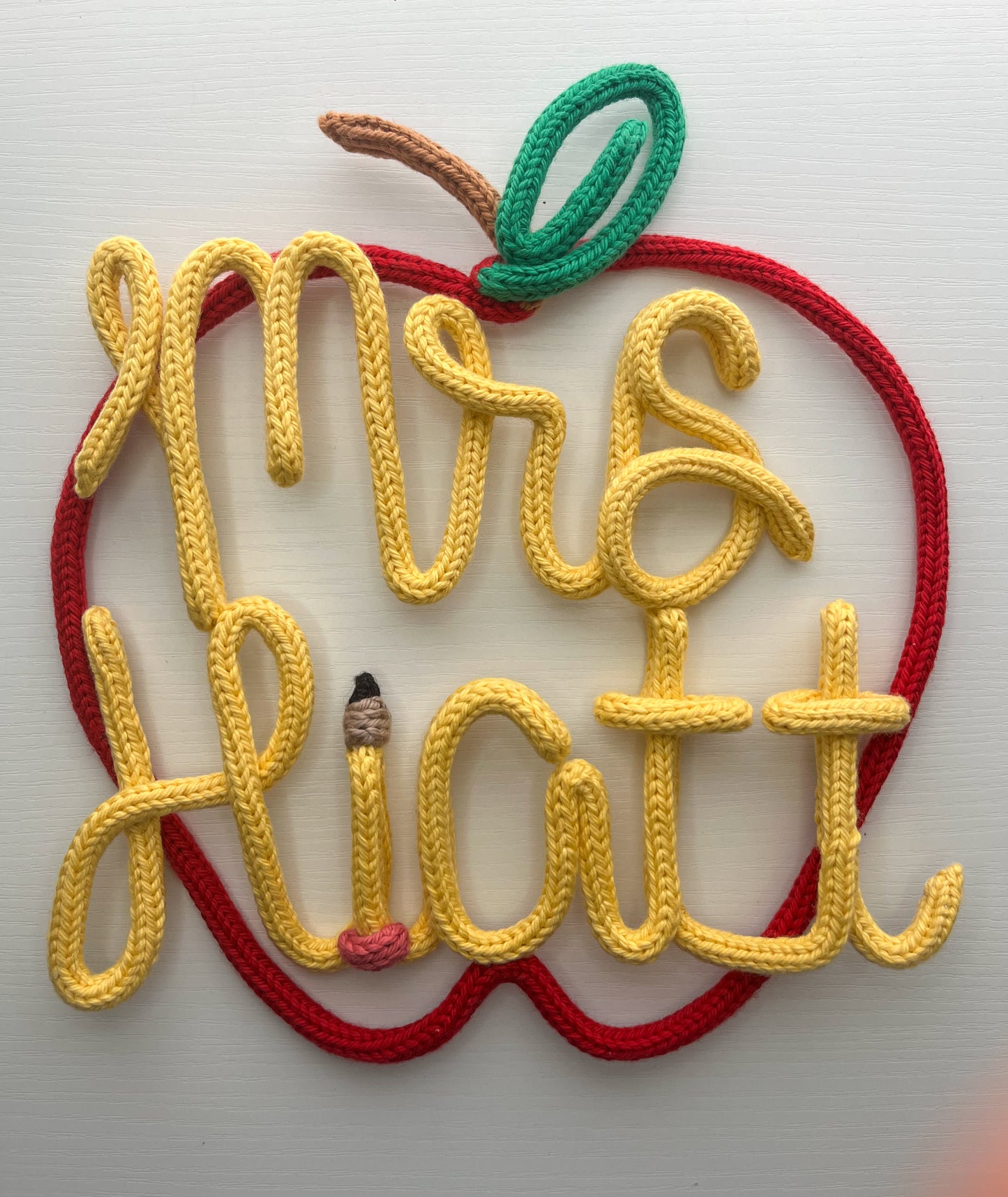 Knit Wire Personalized Apple Sign for Teacher