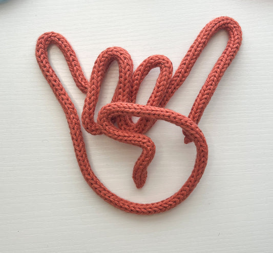 Knit Wire Hook’em/Rock on Hand Sign